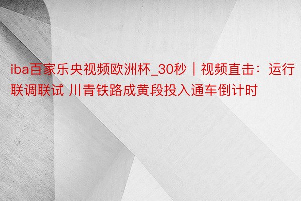 iba百家乐央视频欧洲杯_30秒｜视频直击：运行联调联试 川青铁路成黄段投入通车倒计时