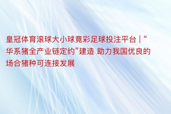 皇冠体育滚球大小球竟彩足球投注平台 | “华系猪全产业链定约”建造 助力我国优良的场合猪种可连接发展