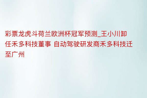 彩票龙虎斗荷兰欧洲杯冠军预测_王小川卸任禾多科技董事 自动驾驶研发商禾多科技迁至广州