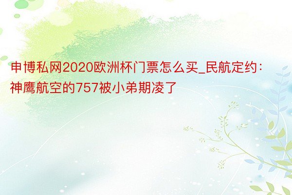 申博私网2020欧洲杯门票怎么买_民航定约：神鹰航空的757被小弟期凌了